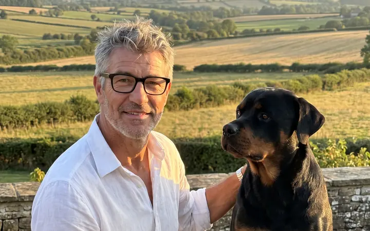 Richard Sterling with his Rottweiler, Rufus