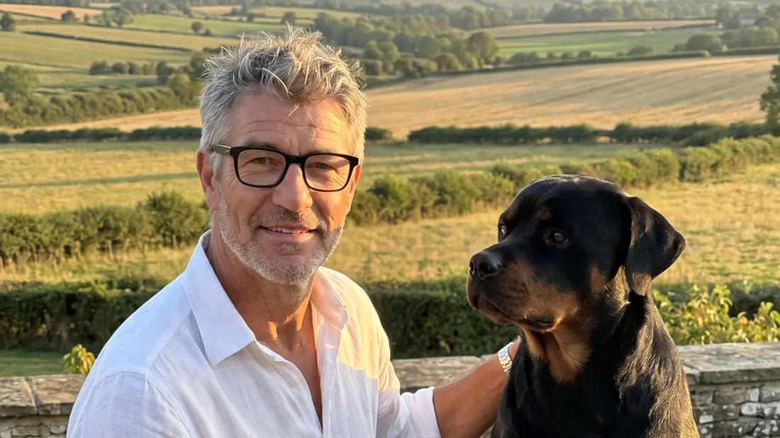 Richard and Rufus on the terrace